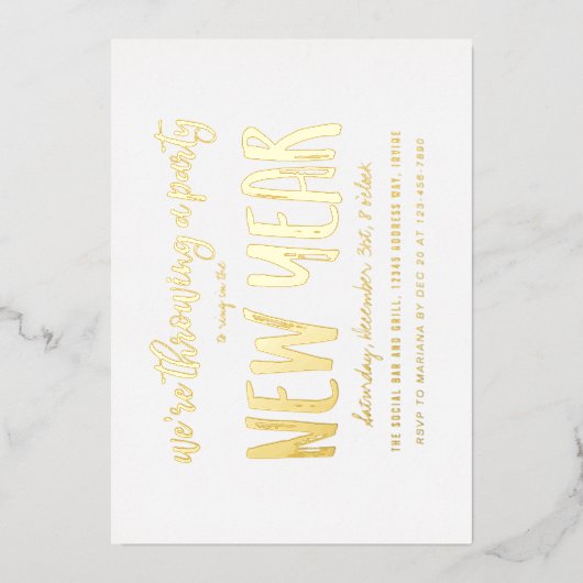 Oudejaarsavond Borrel Folie Uitnodiging (Voorkant)