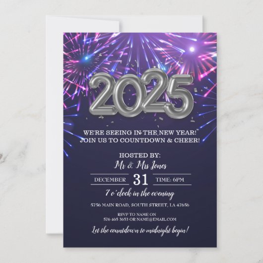 Oudejaarsavond Feest Black Gold Kaart (Voorkant)