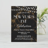 Oudejaarsavond feest licht goud zwart marmer kaart (Staand voorkant)