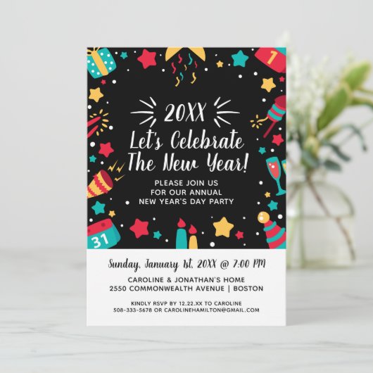 Oudejaarsavond feest vieren 2018 feestelijk kaart (Staand voorkant)