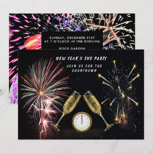 Oudejaarsavond feest vuurwerk aftellen kaart