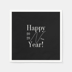 Oudejaarsavond feest zwart-wit servet