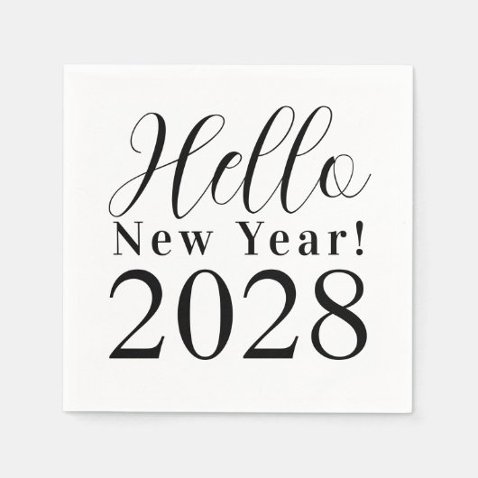 Oudejaarsavond feest zwart-wit servet (Voorkant)