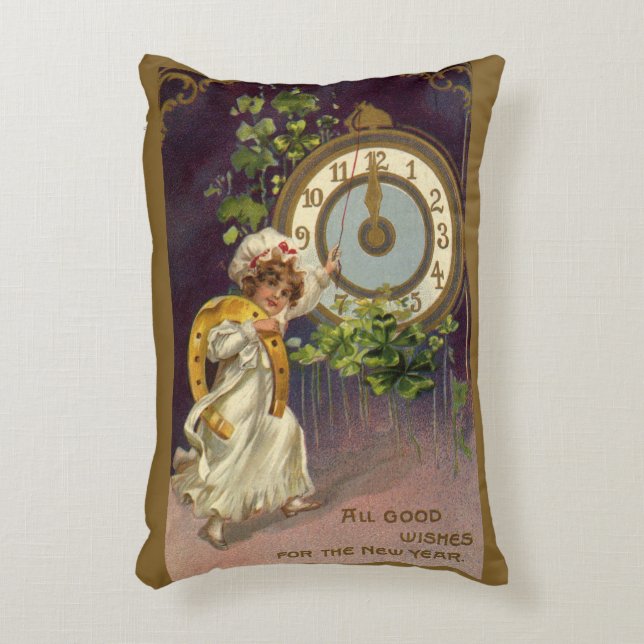  oudejaarsavond Irish Lass Clock om middernacht Accent Kussen (Voorkant(Verticaal))