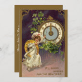  oudejaarsavond Irish Lass Clock om middernacht Kaart (Voorkant / Achterkant)