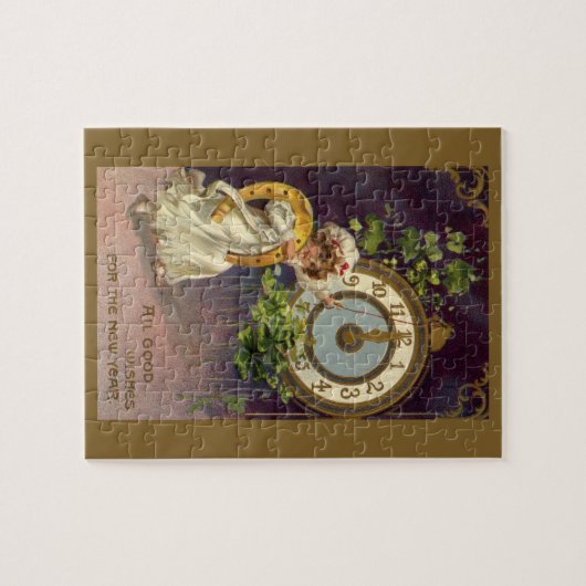  oudejaarsavond Irish Lass Clock om middernacht Legpuzzel (Horizontaal)