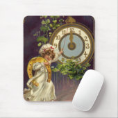 oudejaarsavond Irish Lass Clock om middernacht Muismat (Met muis)