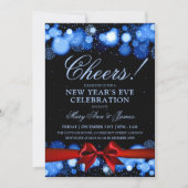Oudejaarsavond Partij Marine Winter Wonder Red Bow Kaart (Voorkant)