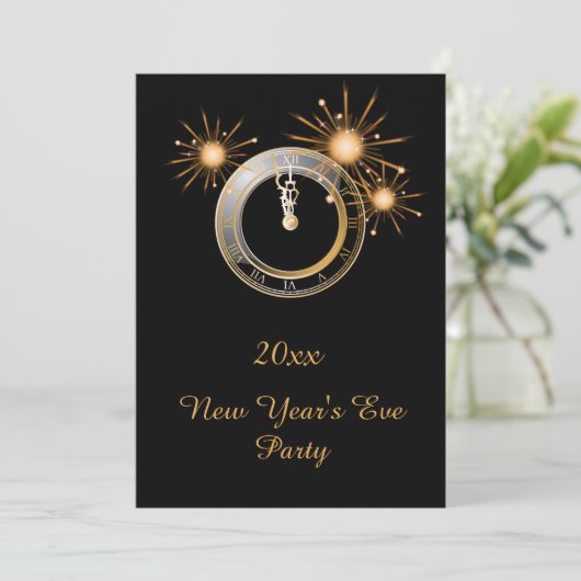 Oudejaarsavond Party Clock Uitnodiging (Staand voorkant)