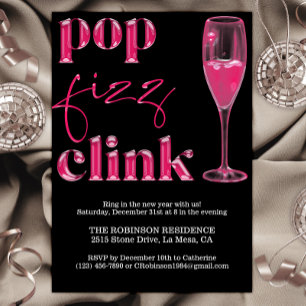 Oudejaarsavond Party Hot Pink Cheers Kaart