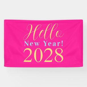 Oudejaarsavond Party Hot Pink Gold Spandoek