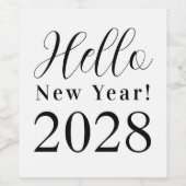 Oudejaarsavond Party Minimal zwart-wit Wijn Etiket (Enkel label)