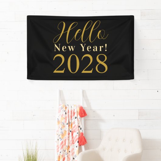 Oudejaarsavond Party Zwart Goud Spandoek (Insitu)