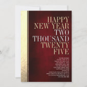 Oudejaarsavond Rood & Goud Metallic Edge Party Kaart (Voorkant)