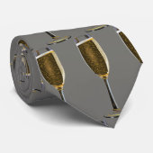 Oudejaarsavond vieren champagnefeest grijs stropdas (Opgerold)