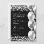 Oudejaarsavond Zilveren glinsterende lichtballonne Kaart (Voorkant)