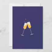 Oudejaarsfeest Champagne Bottle Pop Navy Kaart (Achterkant)