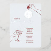 Oudejaarsfeest Doodle Folie Uitnodiging (Voorkant)