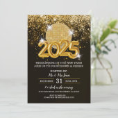 Oudejaarsfeest zwart en goud kaart (Staand voorkant)