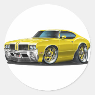 Ouden Cutlass Gele Auto Ronde Sticker