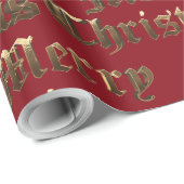 Oudengelse belettering goud en rode kerst cadeaupapier (Rol Hoek)