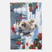 Oudengelse herdershond die rent in het Pet van Sno Theedoek (Verticaal)