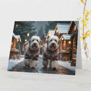 Oudengelse herdershonden Kerstmis Sneeuw Vakantie Kaart