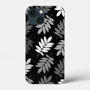 Ouder blad Lg patroon Zwart Wit Grijs iPhone 13 Mini Hoesje