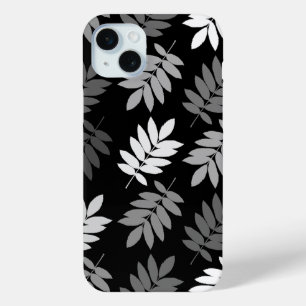 Ouder blad Lg patroon Zwart Wit Grijs iPhone 15 Mini Hoesje