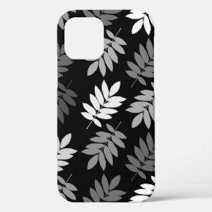 Ouder blad Lg patroon Zwart Wit Grijs iPhone 12 Hoesje