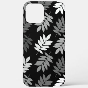 Ouder blad Lg Patroon Zwart Wit Grijs iPhone 12 Pro Max Hoesje