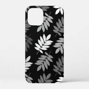 Ouder blad Lg patroon Zwart Wit Grijs iPhone 12 Mini Hoesje