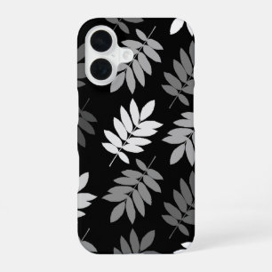 Ouder blad Lg patroon Zwart Wit Grijs iPhone 16 Hoesje