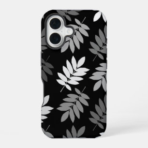 Ouder blad Lg patroon Zwart Wit Grijs iPhone 16 Hoesje