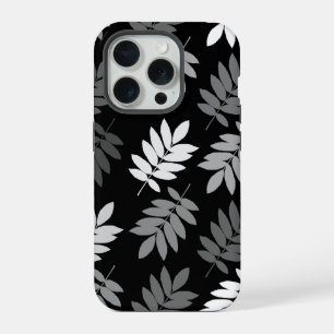 Ouder blad Lg patroon zwart wit grijs iPhone 15 Pro Hoesje
