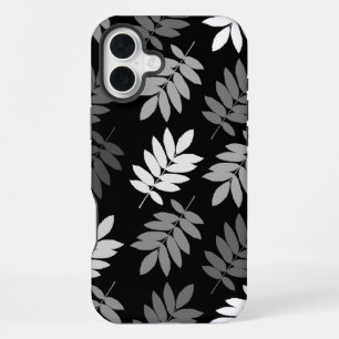 Ouder blad Lg patroon Zwart Wit Grijs iPhone 16 Plus Hoesje