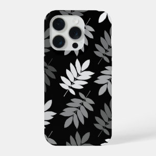 Ouder blad Lg patroon Zwart Wit Grijs iPhone 15 Pro Hoesje