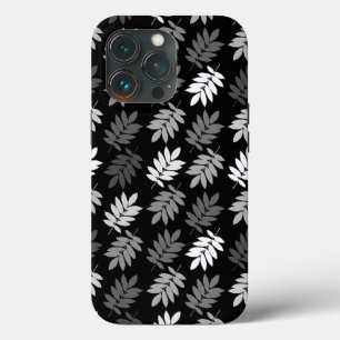 Ouder bladpatroon zwart wit grijs iPhone 13 pro hoesje
