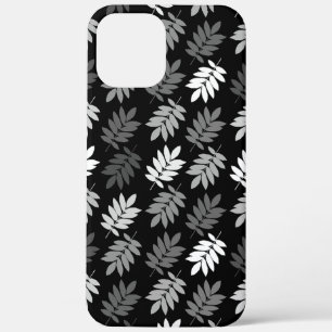 Ouder bladpatroon zwart wit grijs iPhone 12 pro max hoesje