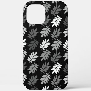 Ouder bladpatroon zwart wit grijs iPhone 12 pro max hoesje
