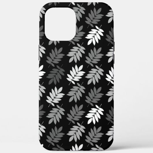 Ouder bladpatroon zwart wit grijs Case-Mate iPhone case (Achterkant)