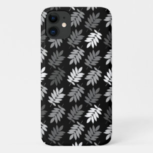 Ouder bladpatroon zwart wit grijs iPhone 11 hoesje
