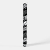 Ouder bladpatroon zwart wit grijs iPhone 15 hoesje (Rechterkant)