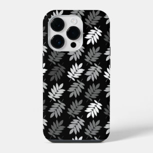 Ouder bladpatroon zwart wit grijs iPhone 14 plus hoesje