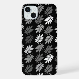 Ouder bladpatroon zwart wit grijs iPhone 15 plus case
