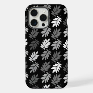 Ouder bladpatroon zwart wit grijs iPhone 15 pro max hoesje