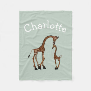 Ouder en Baby Giraffe gepersonaliseerd Fleece Deken