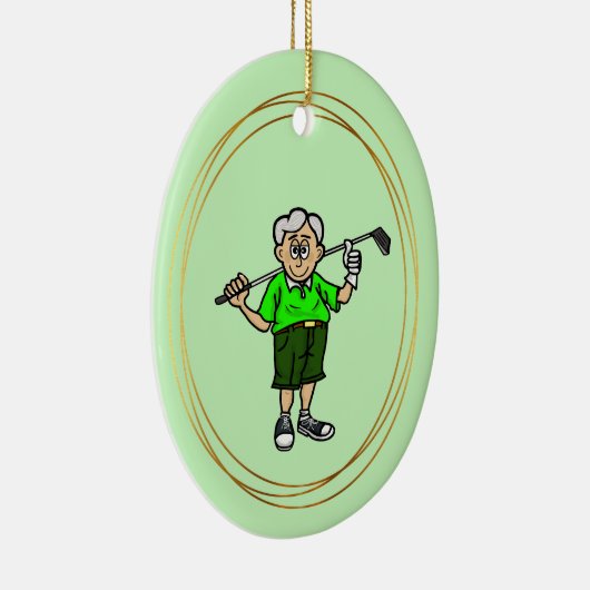 Ouder Grijs Haar Mannelijk Golfer Ornament (Rechts)