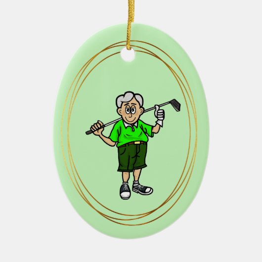 Ouder Grijs Haar Mannelijk Golfer Ornament (Voorkant)