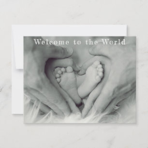 Ouder Handen en Baby Voeten Welkom op de Wereld Aankondiging